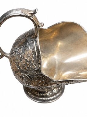Vintage Silver-Plated Floral Sugar Scuttle